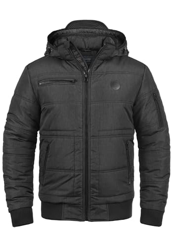 Blend BHBoris Herren Winterjacke Steppjacke Jacke gefüttert mit abnehmbarer Kapuze Reißverschlusstaschen Regular fit, Größe:XL, Farbe:Black (70155)