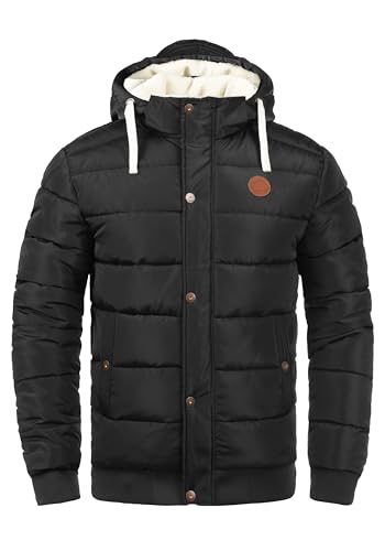 Blend BHFrederico Herren Winterjacke Steppjacke warme Jacke gefüttert mit Kapuze Kordelzug Eingrifftaschen Regular fit, Größe:L, Farbe:Black (70155)