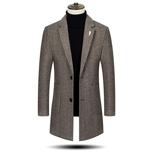 Herren-Wintermantel, schmale Passform, gepolstert, Wolle, lang, dick, elegant