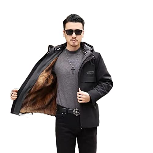 TIYRUS Herren-Innenjacke, kurzer Herren-Wintermantel (Color : Brown, Size : XXL)
