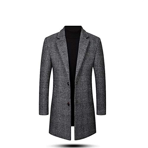 Herren-Wintermantel, schmale Passform, gepolstert, Wolle, lang, dick, elegant