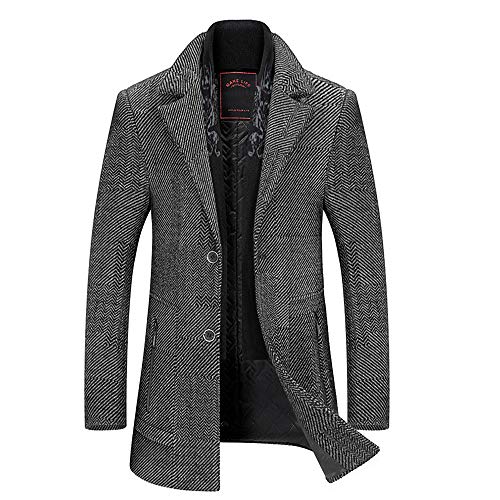 Herren-Wintermantel, schmale Passform, gepolstert, Wolle, lang, dick, elegant
